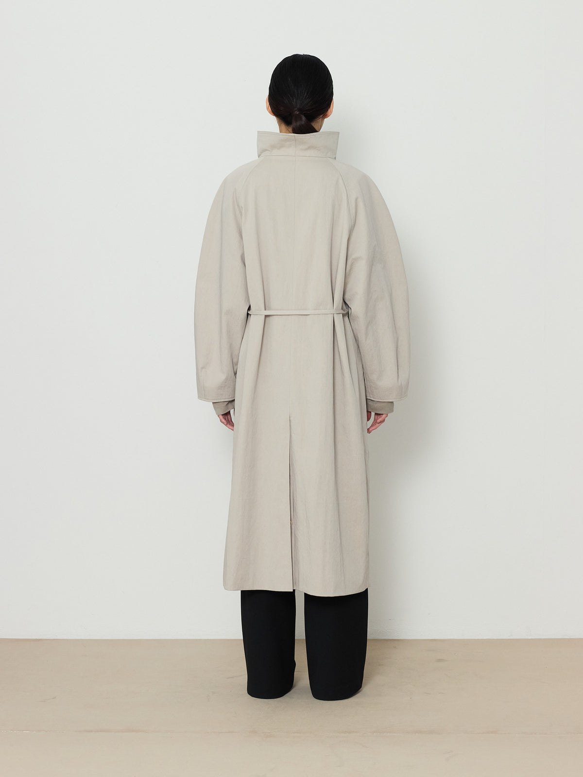 HIDDEN BUTTON LONG TRENCH COAT [LIGHT GRAY] 5