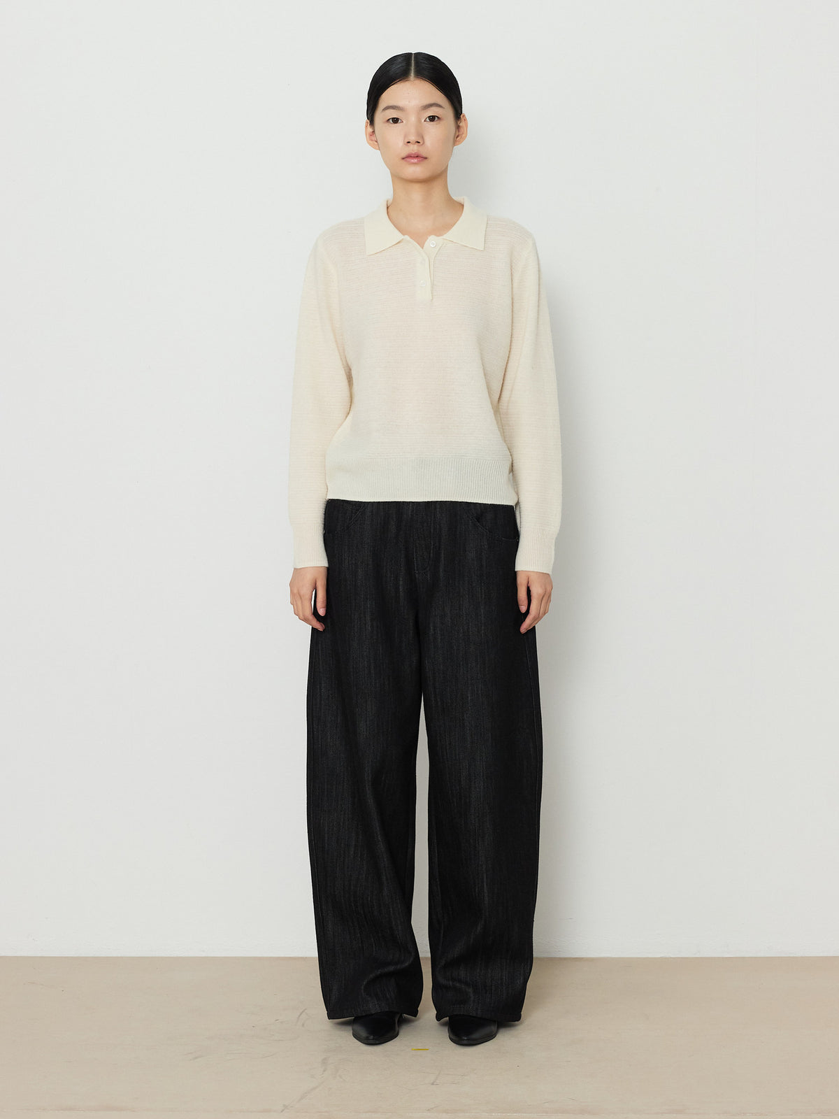 STRIPE JACQUARD COLLAR KNIT [CREAM] 2