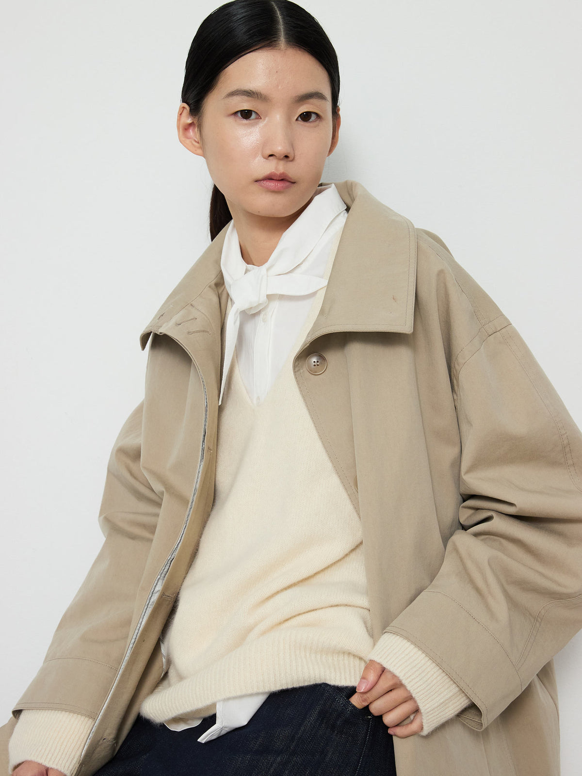DEEP V-NECK BLEND KNIT [CREAM] 14