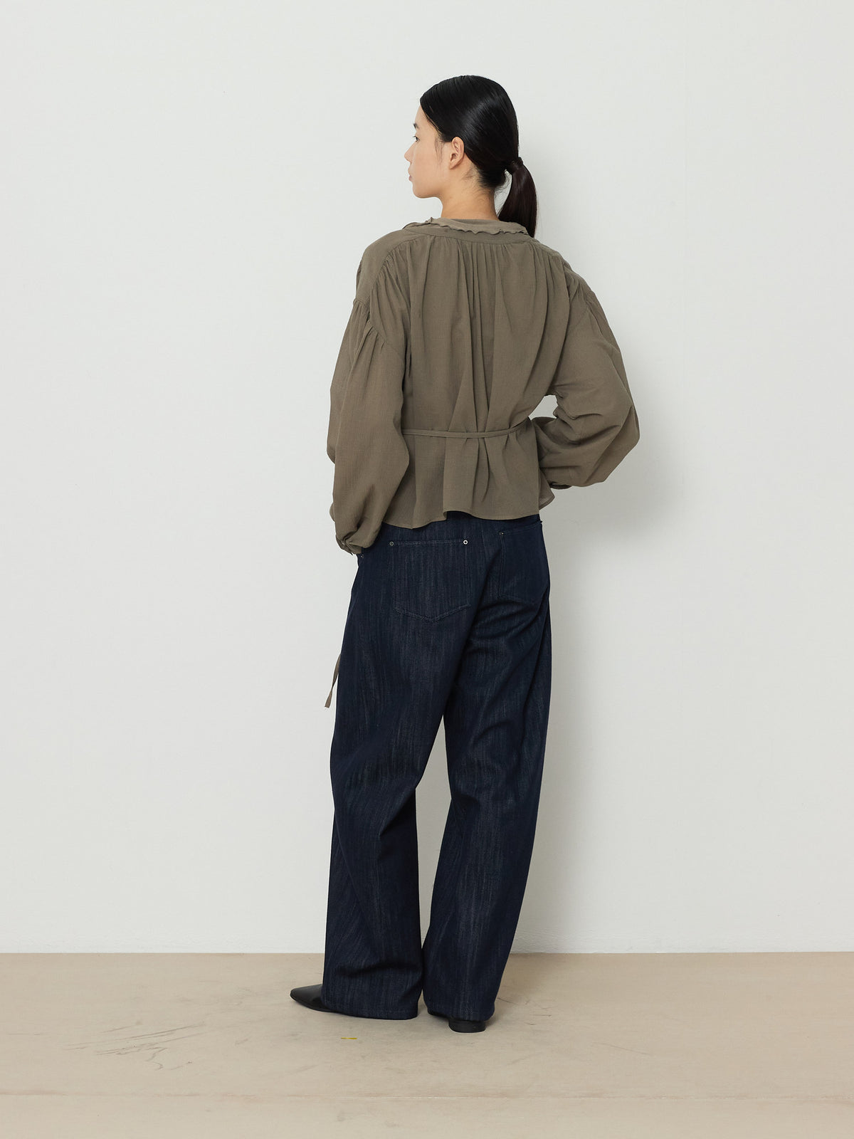 WRAP CARDIGAN BUTTON BLOUSE [KHAKI] 16