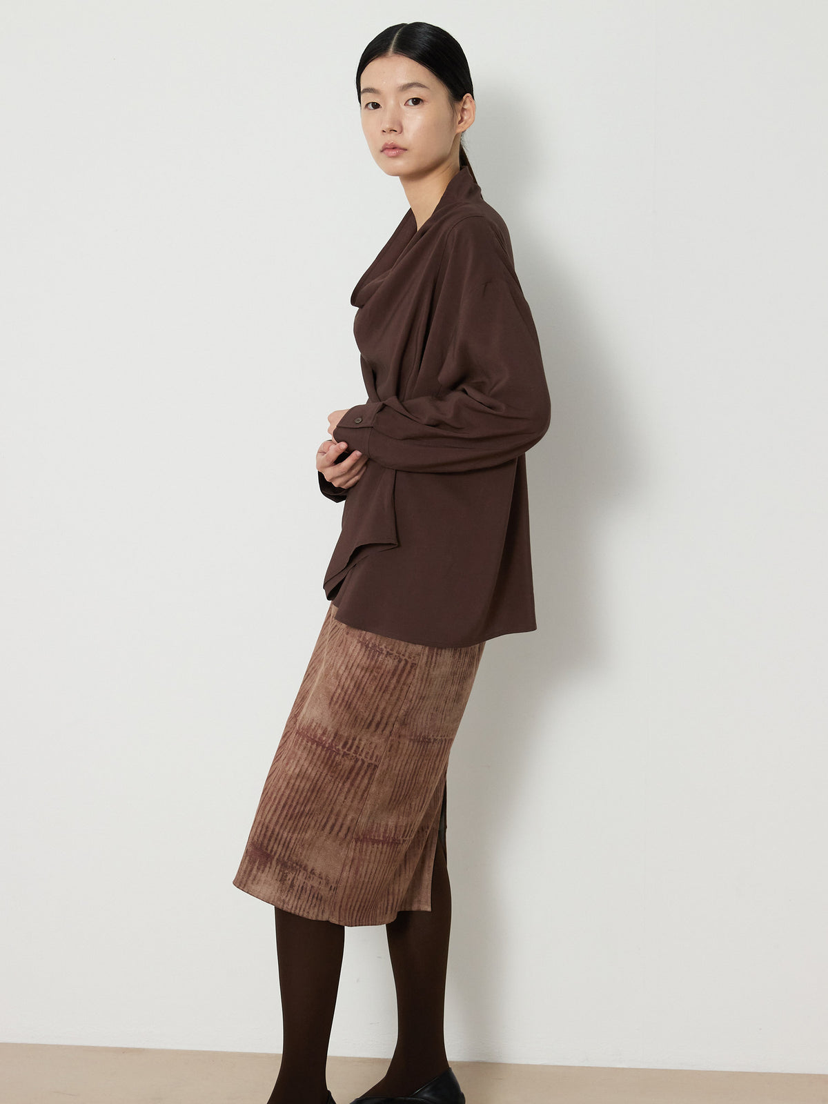 PRINTED SUEDE SKIRT [BEIGE] 12