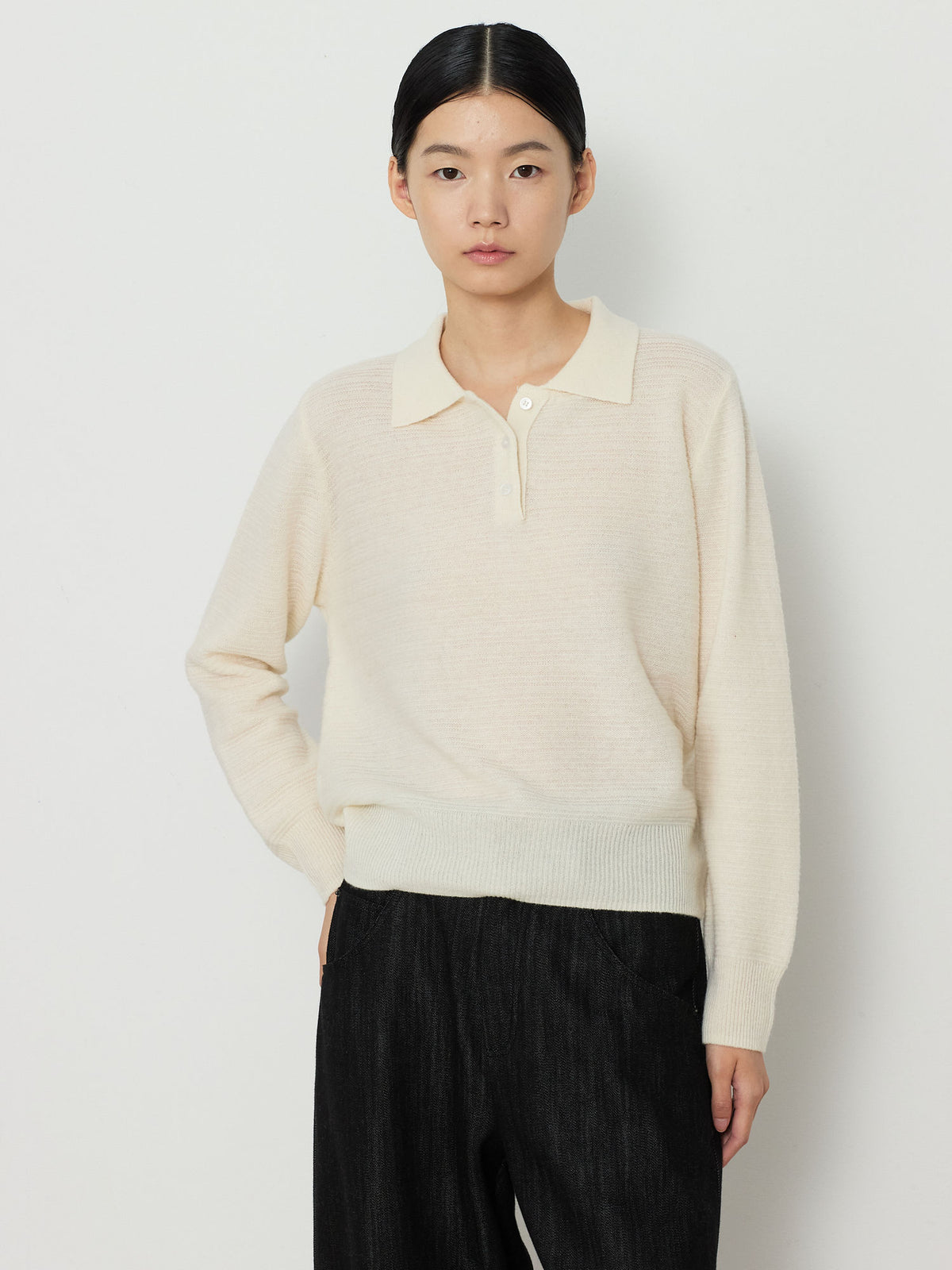 STRIPE JACQUARD COLLAR KNIT [CREAM] 6