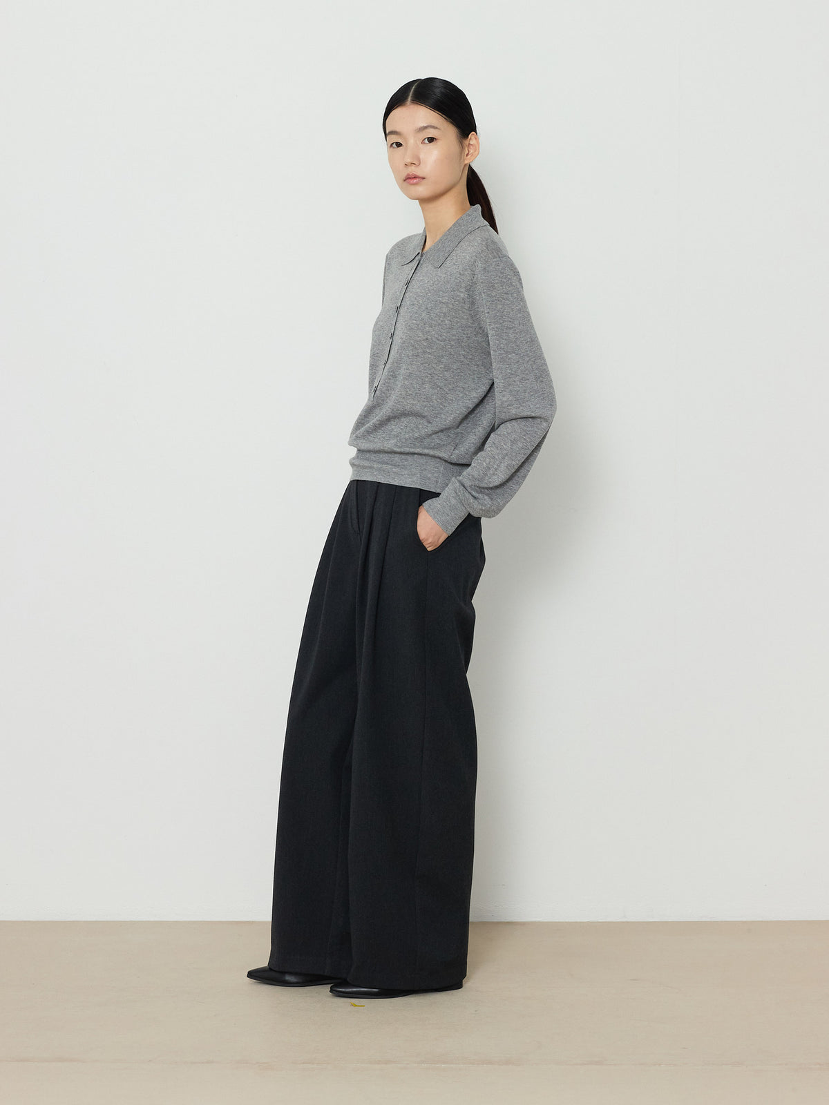 BANDING WIDE PANTS [CHARCOAL] 11