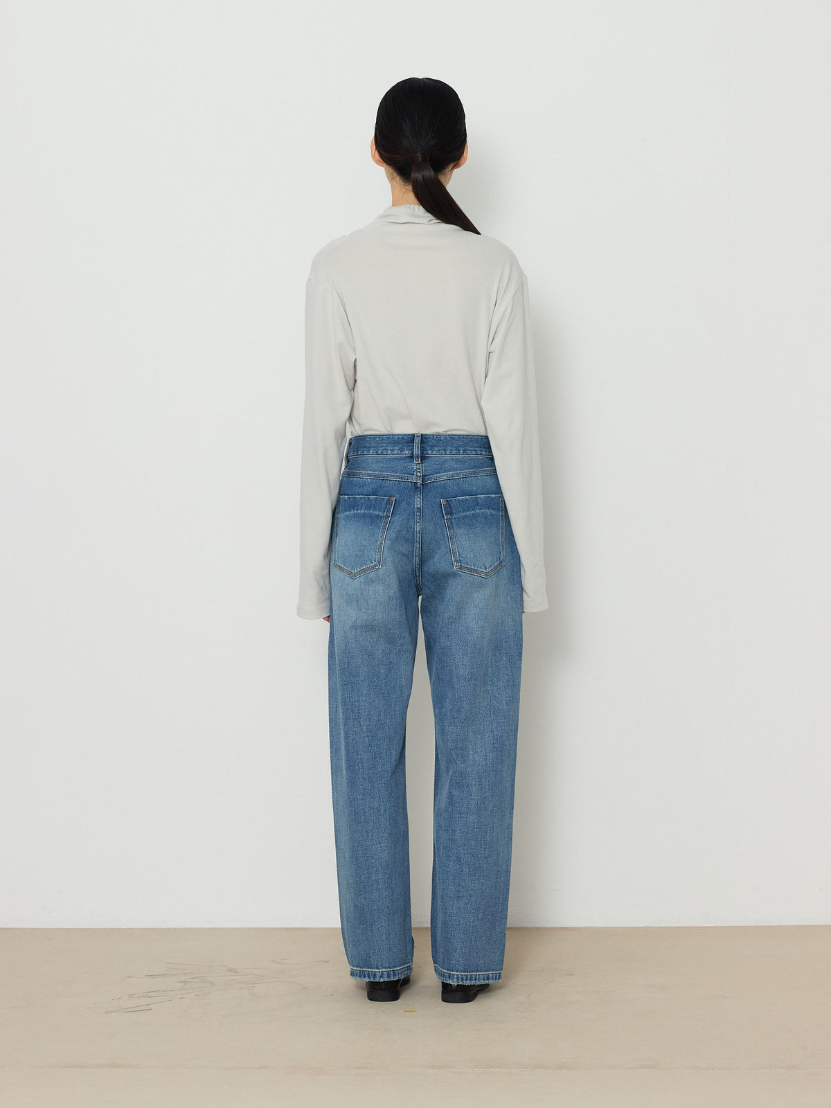 SALT WASHED STRAIGHT DENIM PANTS [MEDIUM BLUE] 3