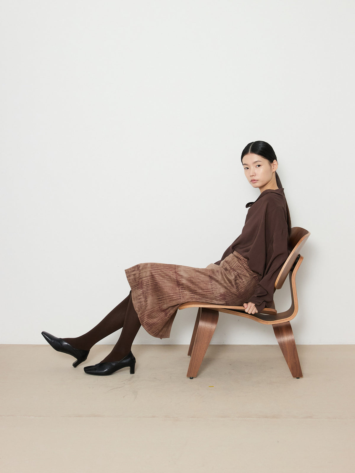 PRINTED SUEDE SKIRT [BEIGE] 15