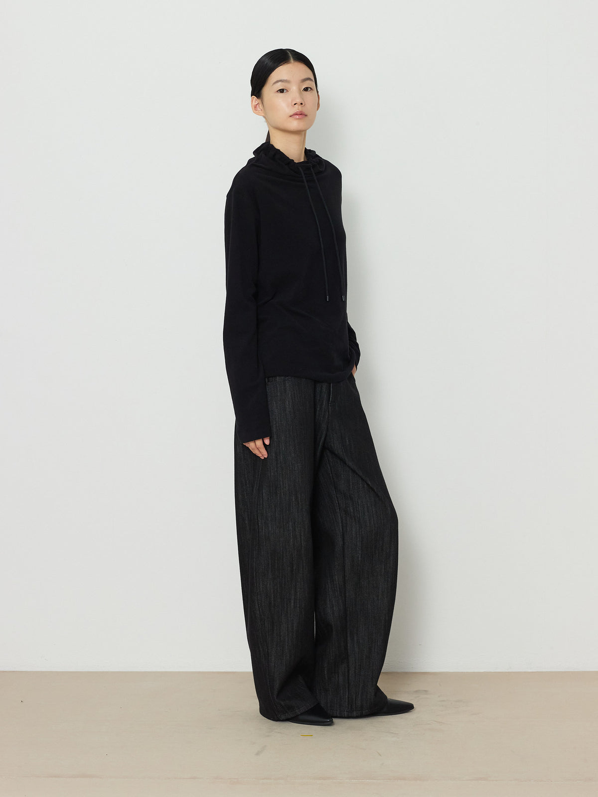 BARREL DENIM PANTS [BLACK] 2