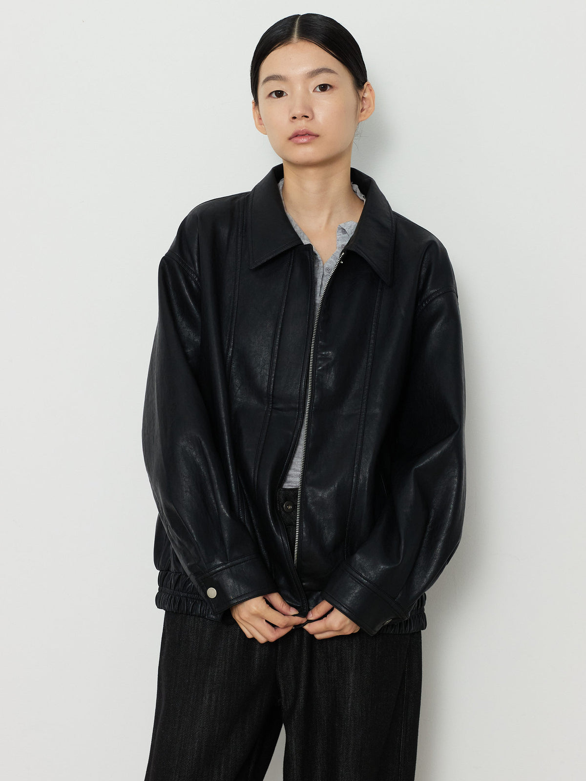 ECO LEATHER BLOUSON [BLACK] 4