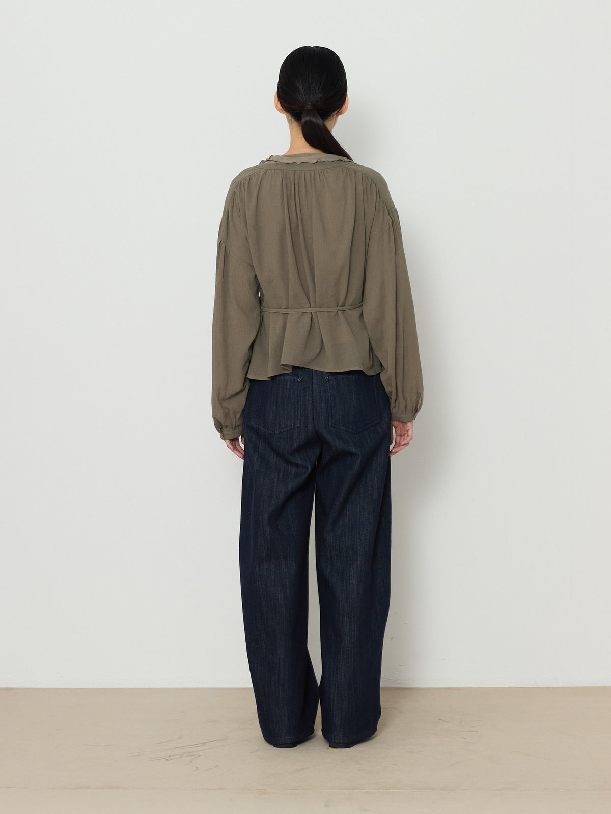 WRAP CARDIGAN BUTTON BLOUSE [KHAKI] 4