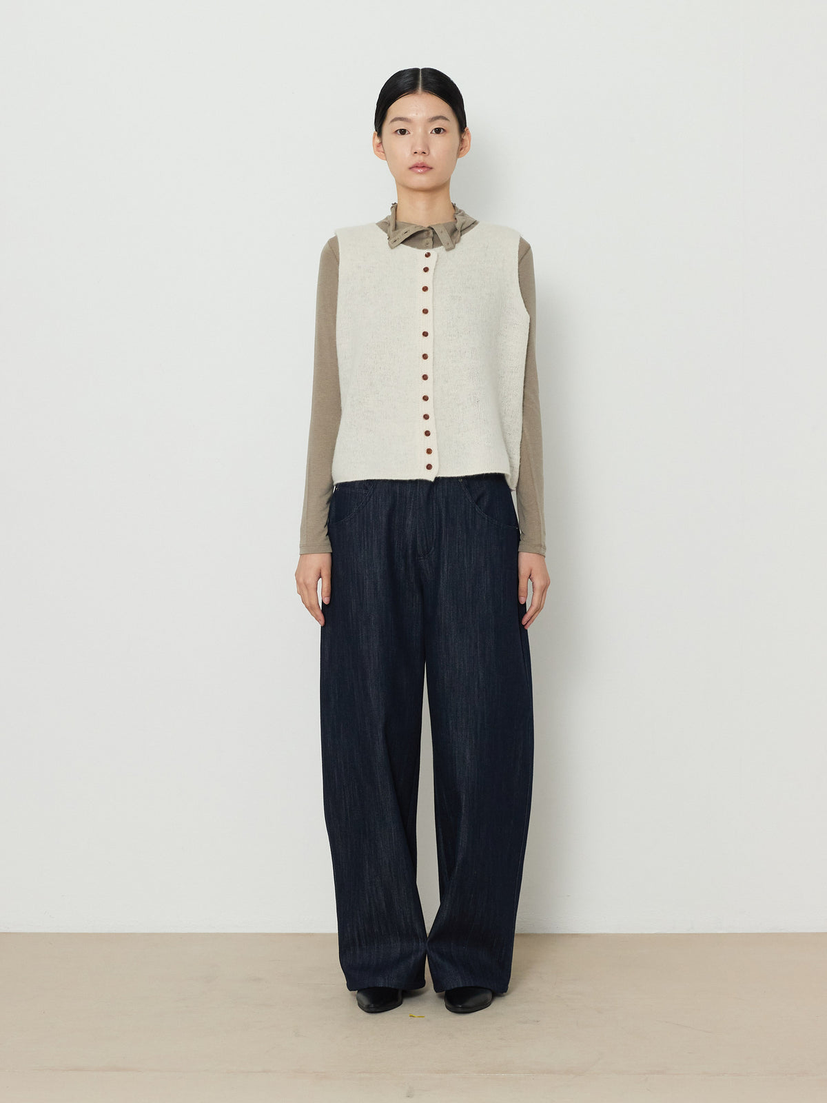ALPACA BLEND KNIT VEST [CREAM] 1