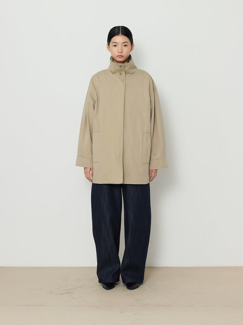 HIDDEN BUTTON HALF TRENCH COAT [BEIGE] 1