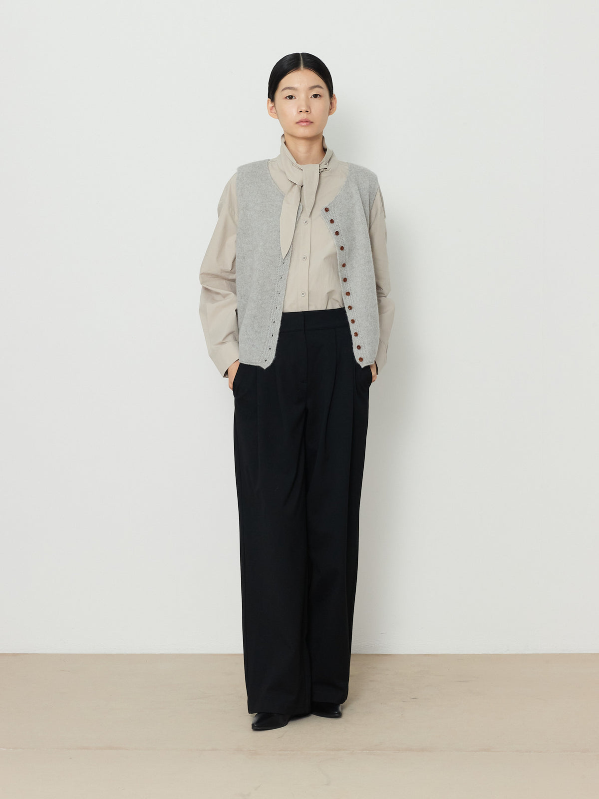 ALPACA BLEND KNIT VEST [LIGHT GRAY] 10