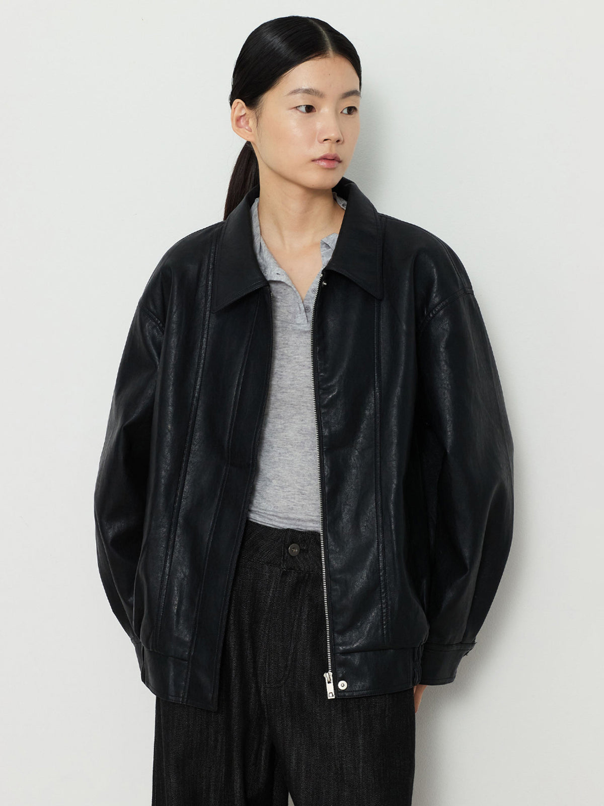 ECO LEATHER BLOUSON [BLACK]