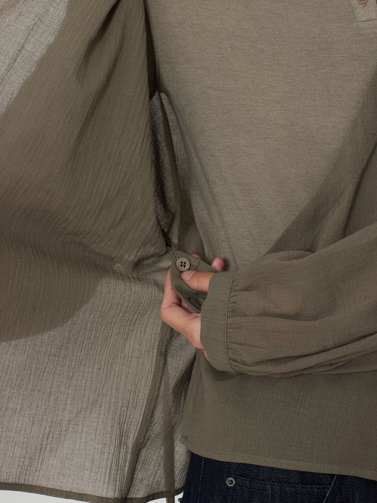 WRAP CARDIGAN BUTTON BLOUSE [KHAKI] 14