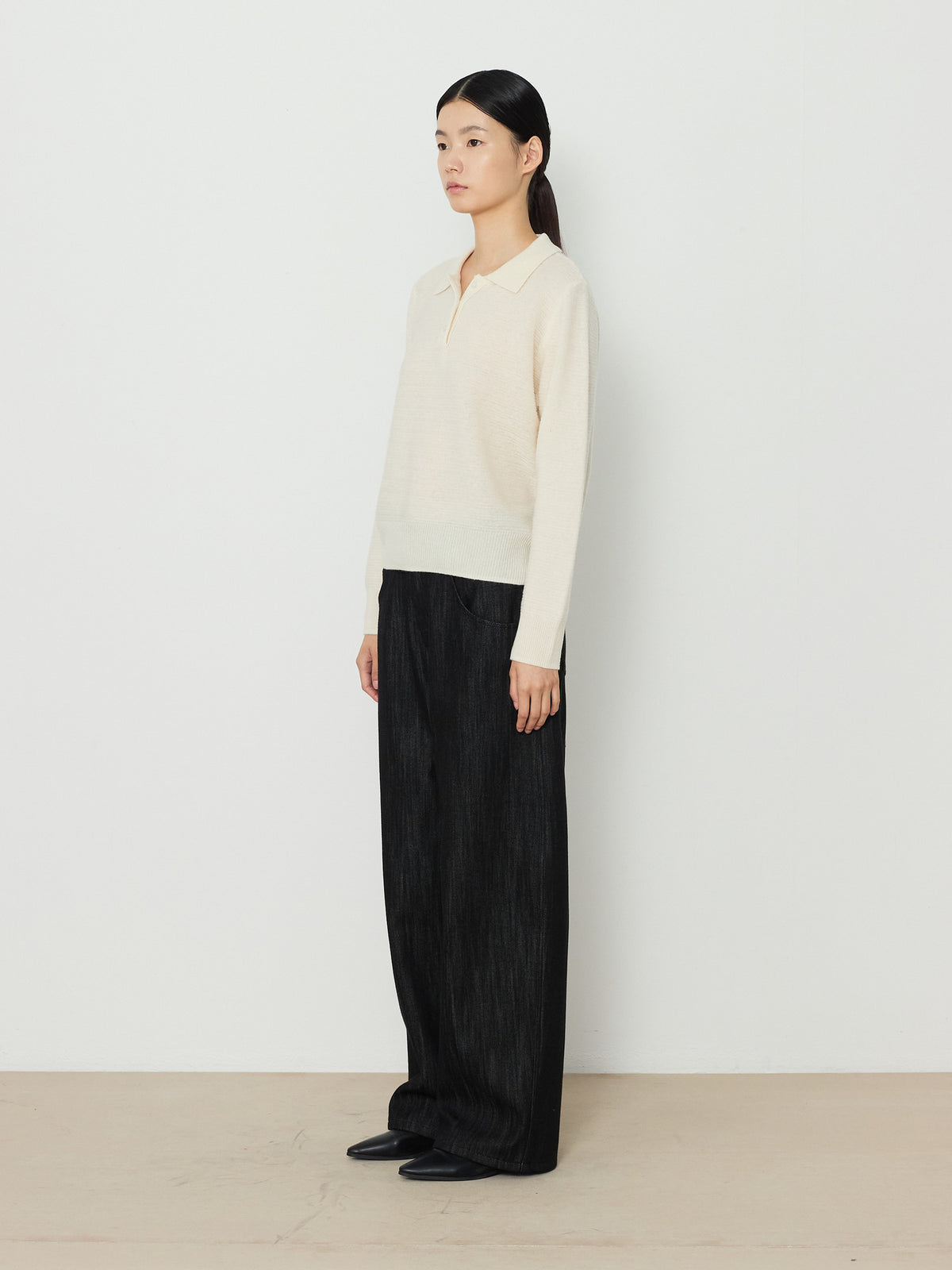 STRIPE JACQUARD COLLAR KNIT [CREAM] 3