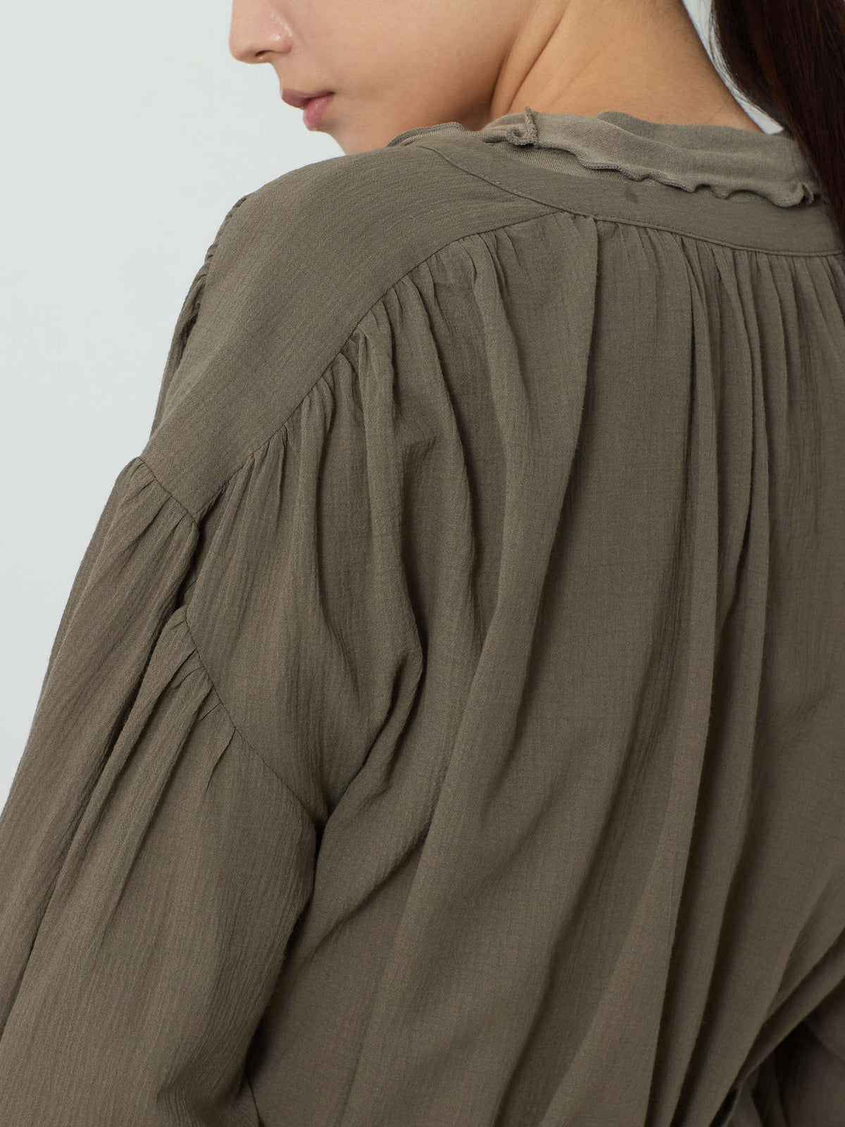 WRAP CARDIGAN BUTTON BLOUSE [KHAKI] 12