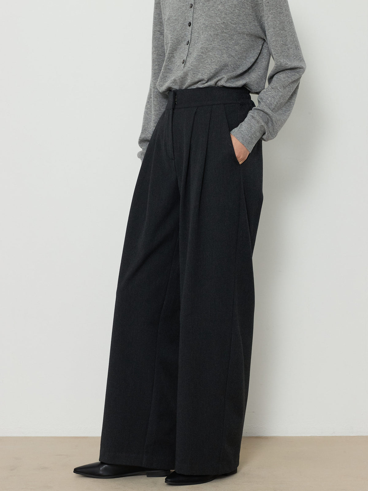 BANDING WIDE PANTS [CHARCOAL] 5