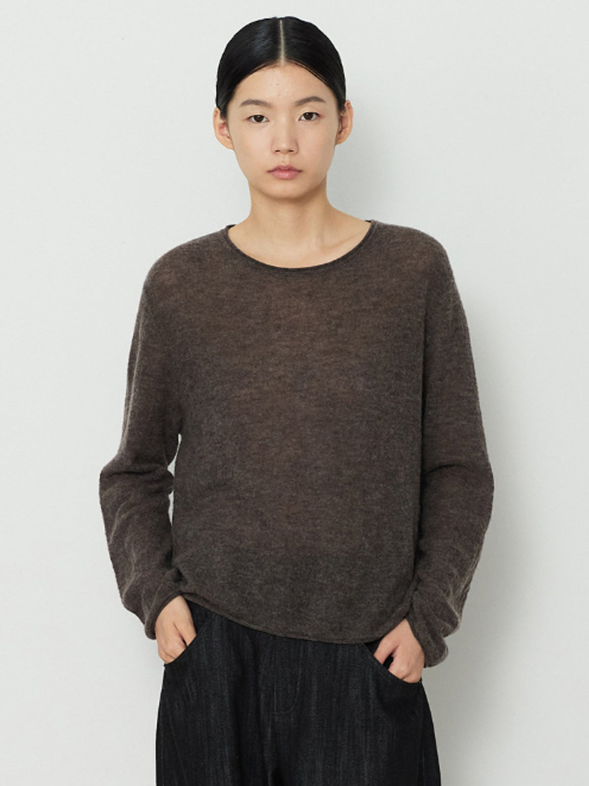 GAUZE ROUND KNIT [BROWN]