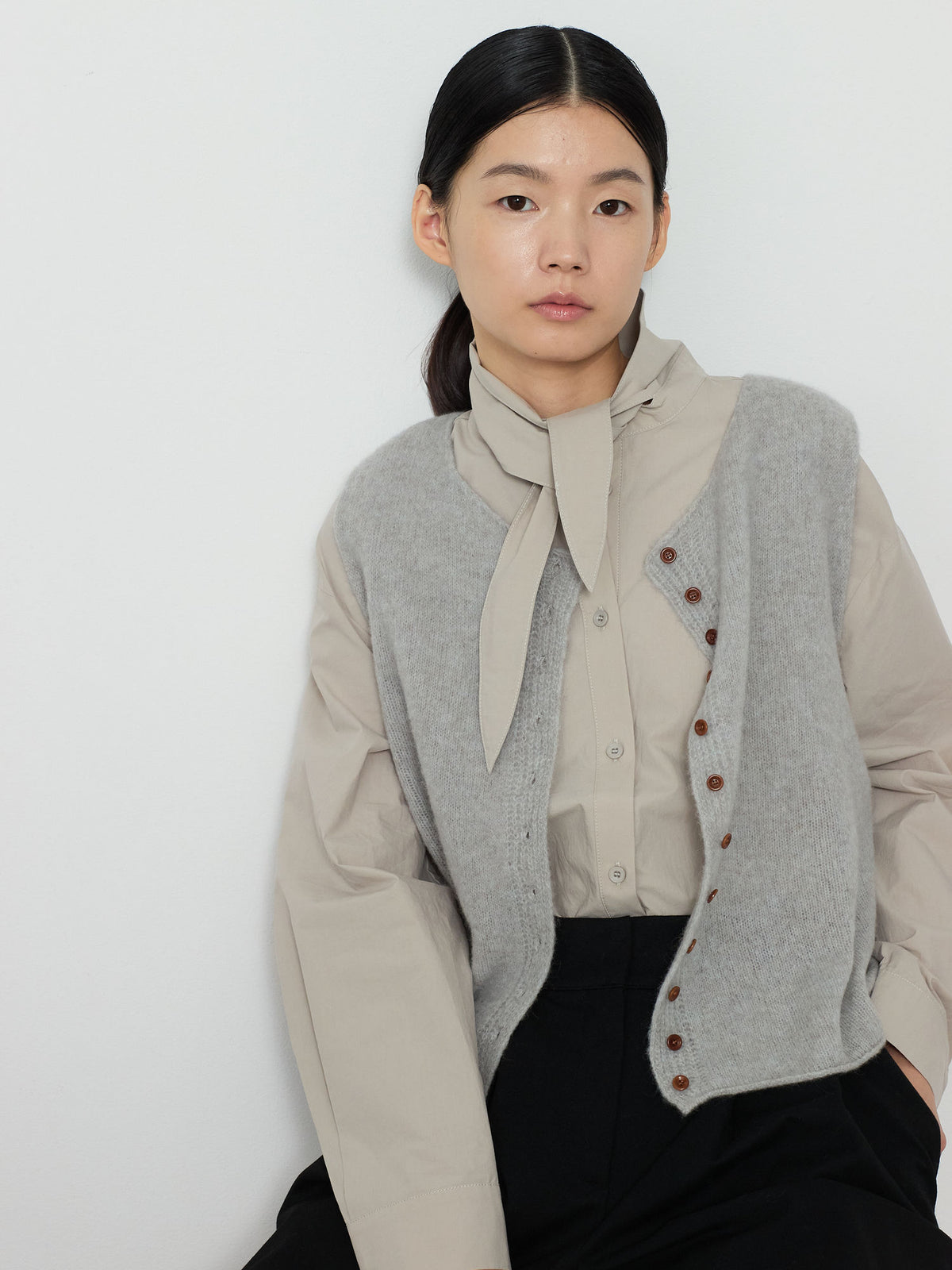 ALPACA BLEND KNIT VEST [LIGHT GRAY] 8