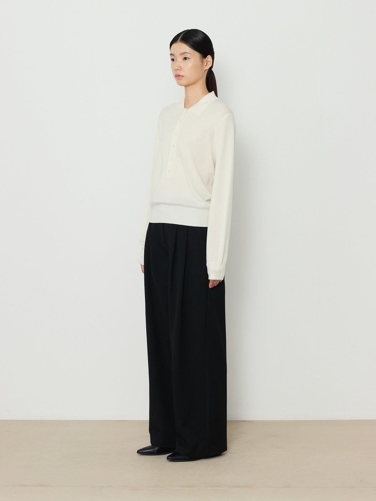SOLID COLLAR KNIT [CREAM] 2