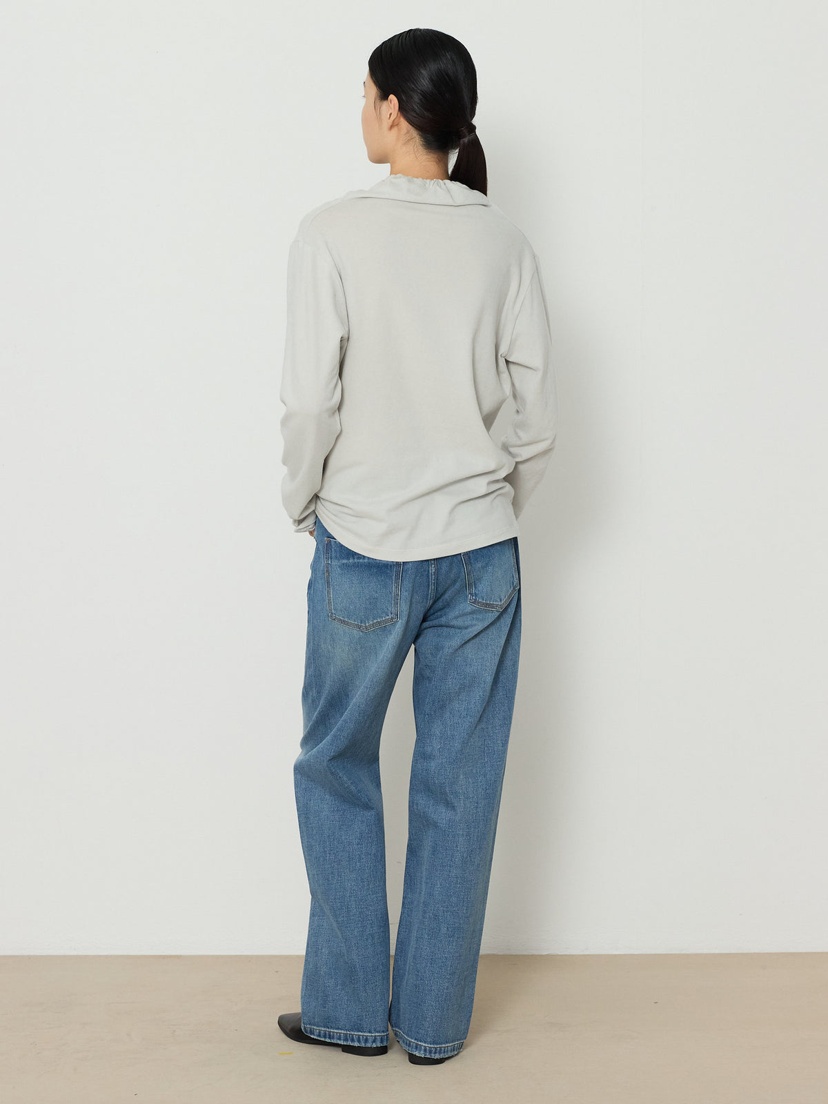 SALT WASHED STRAIGHT DENIM PANTS [MEDIUM BLUE] 14