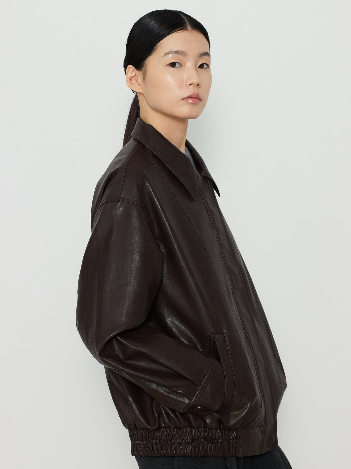 ECO LEATHER BLOUSON [BROWN] 5