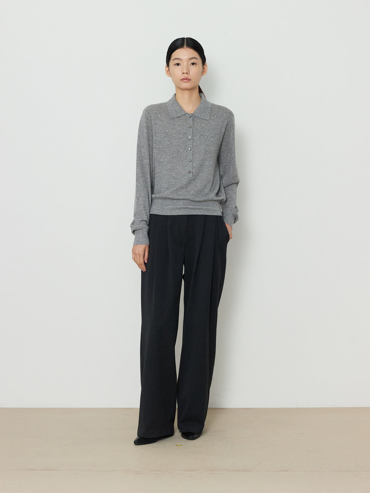 BANDING WIDE PANTS [CHARCOAL] 10
