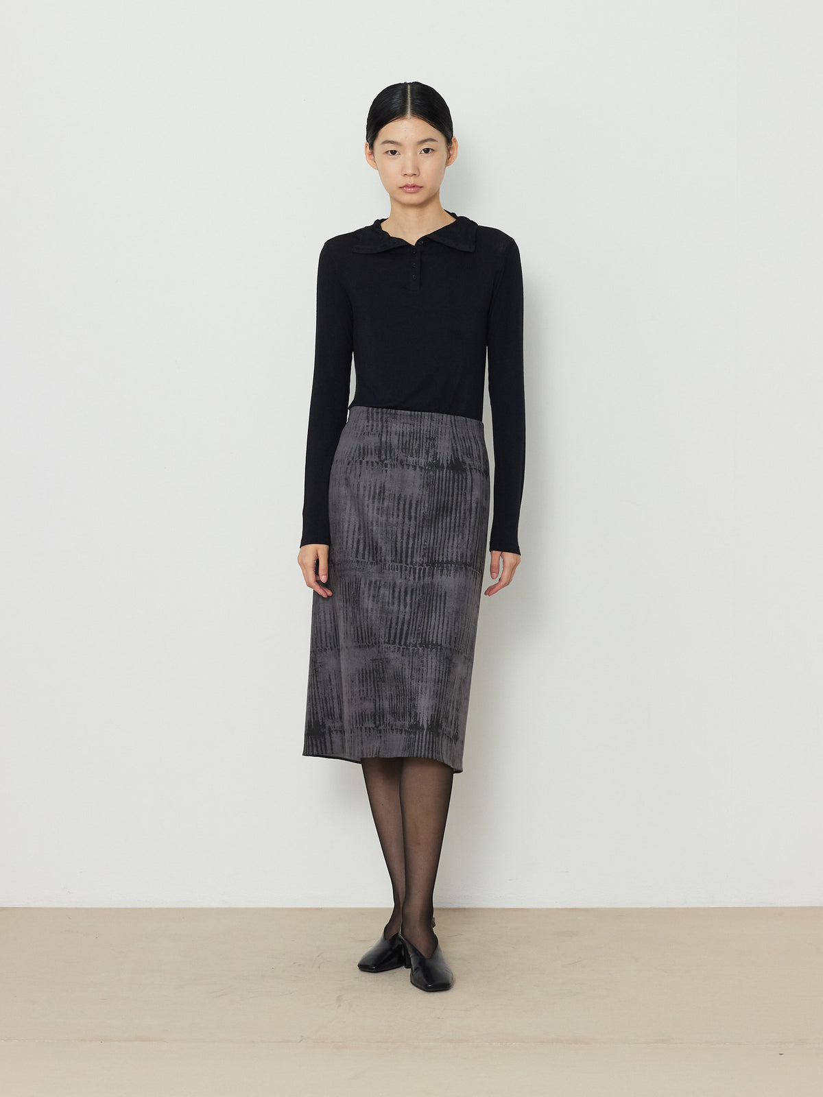 PRINTED SUEDE SKIRT [GRAY] 8