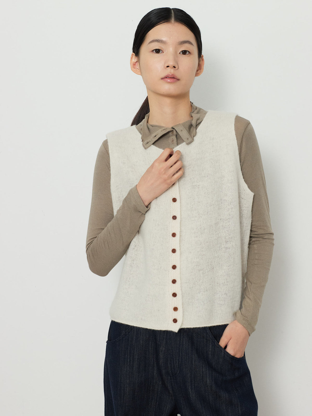 ALPACA BLEND KNIT VEST [CREAM] 6