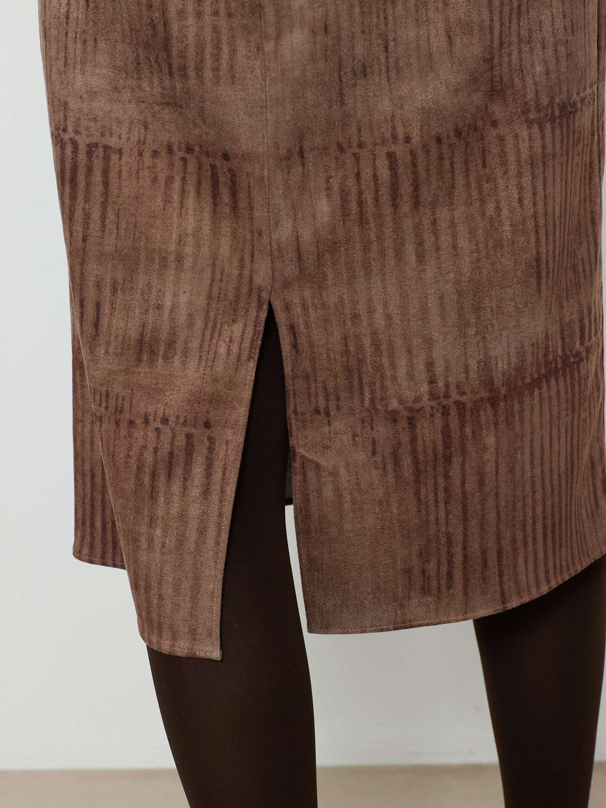 PRINTED SUEDE SKIRT [BEIGE] 5