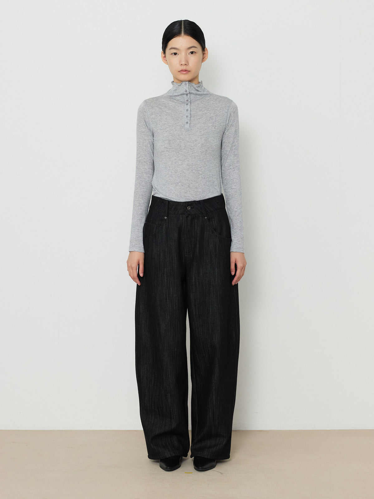 BARREL DENIM PANTS [BLACK] 17