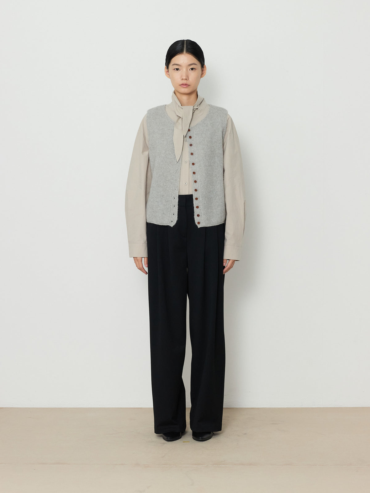 ALPACA BLEND KNIT VEST [LIGHT GRAY] 1