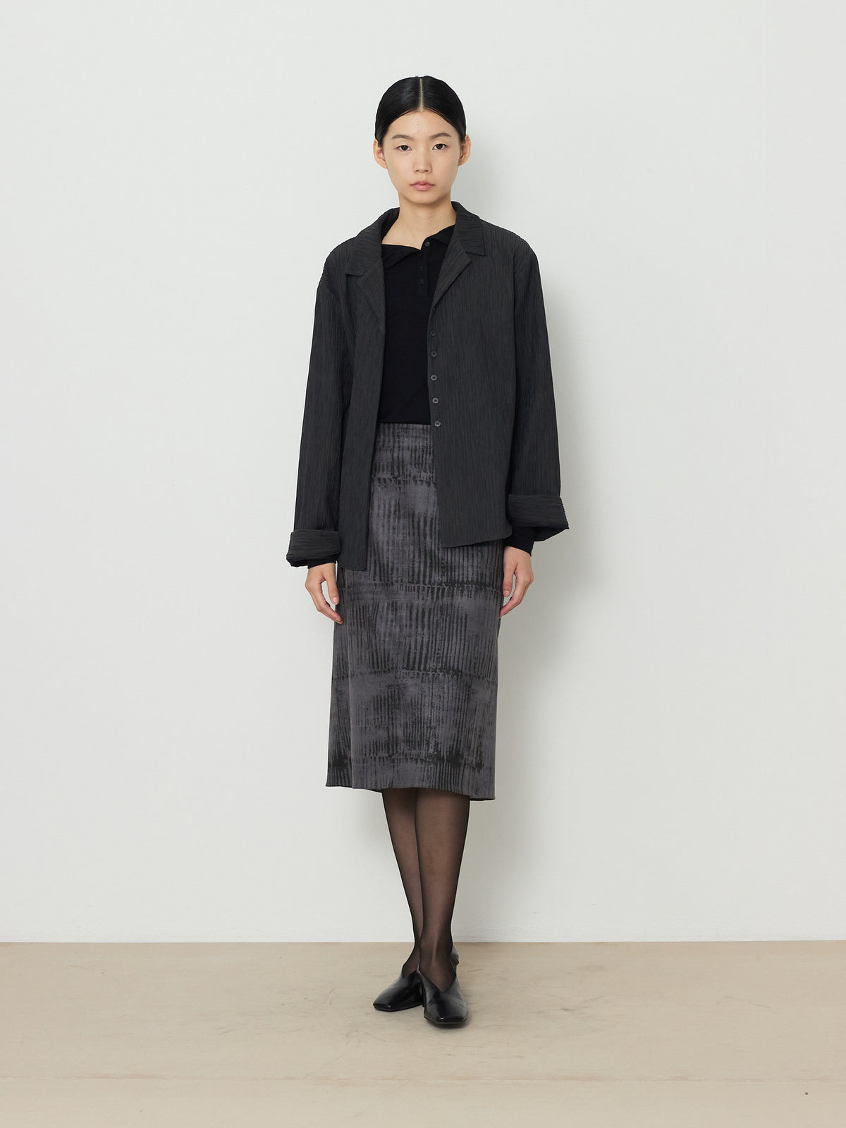PRINTED SUEDE SKIRT [GRAY] 13