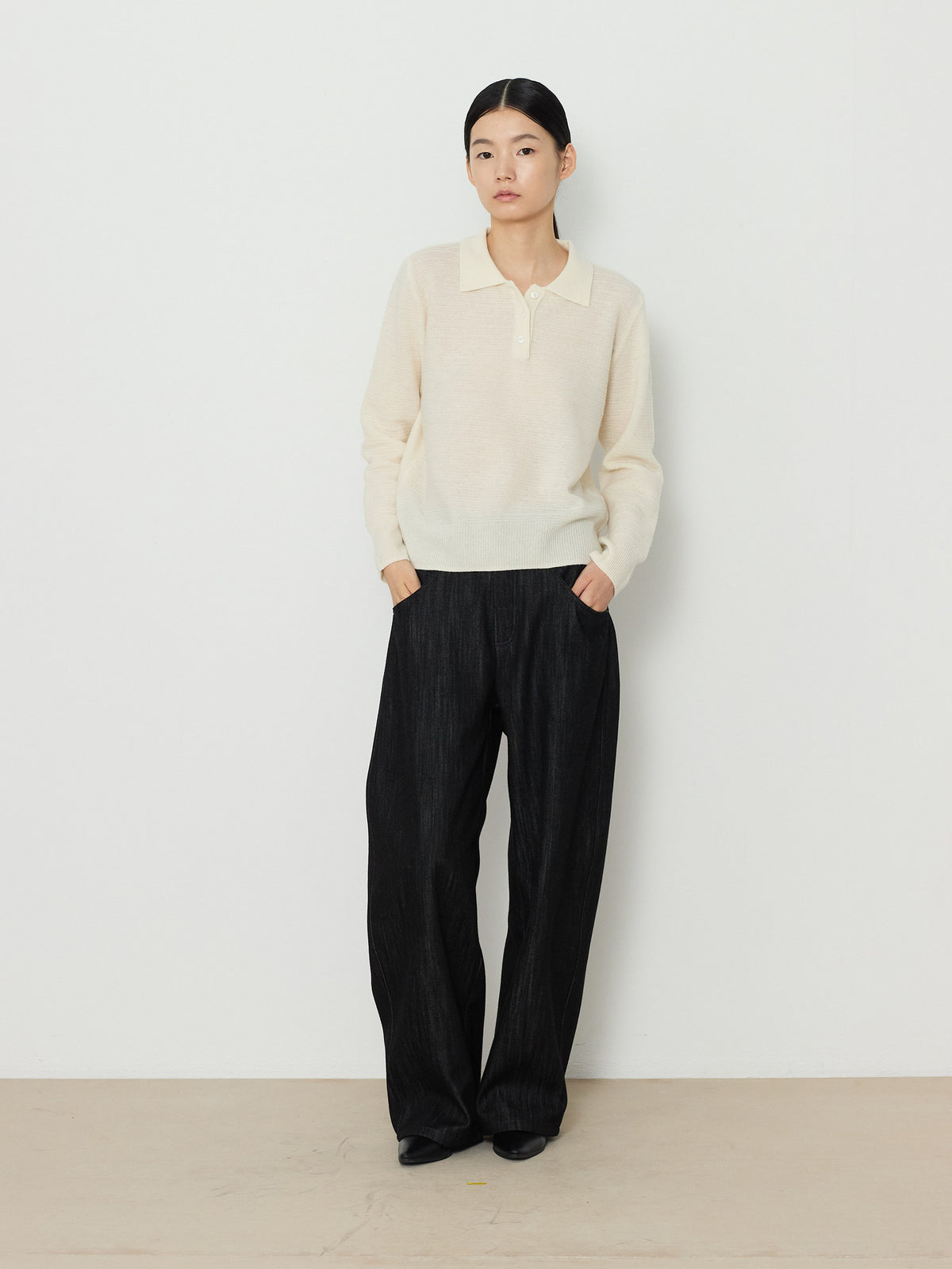STRIPE JACQUARD COLLAR KNIT [CREAM] 13