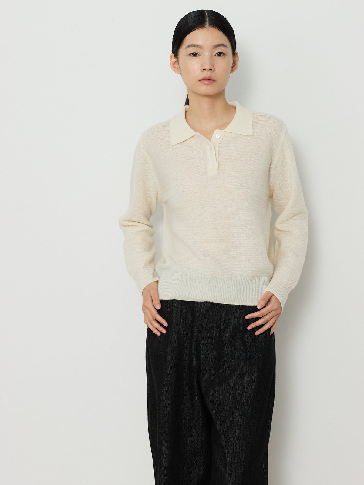 STRIPE JACQUARD COLLAR KNIT [CREAM] 5