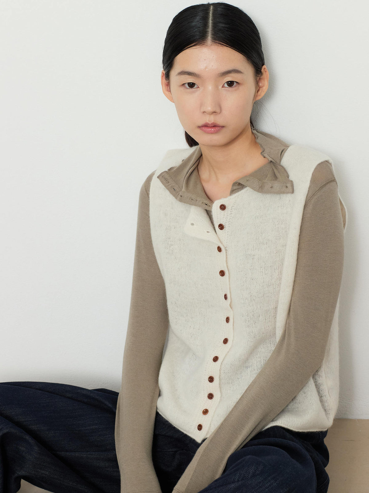 ALPACA BLEND KNIT VEST [CREAM] 10
