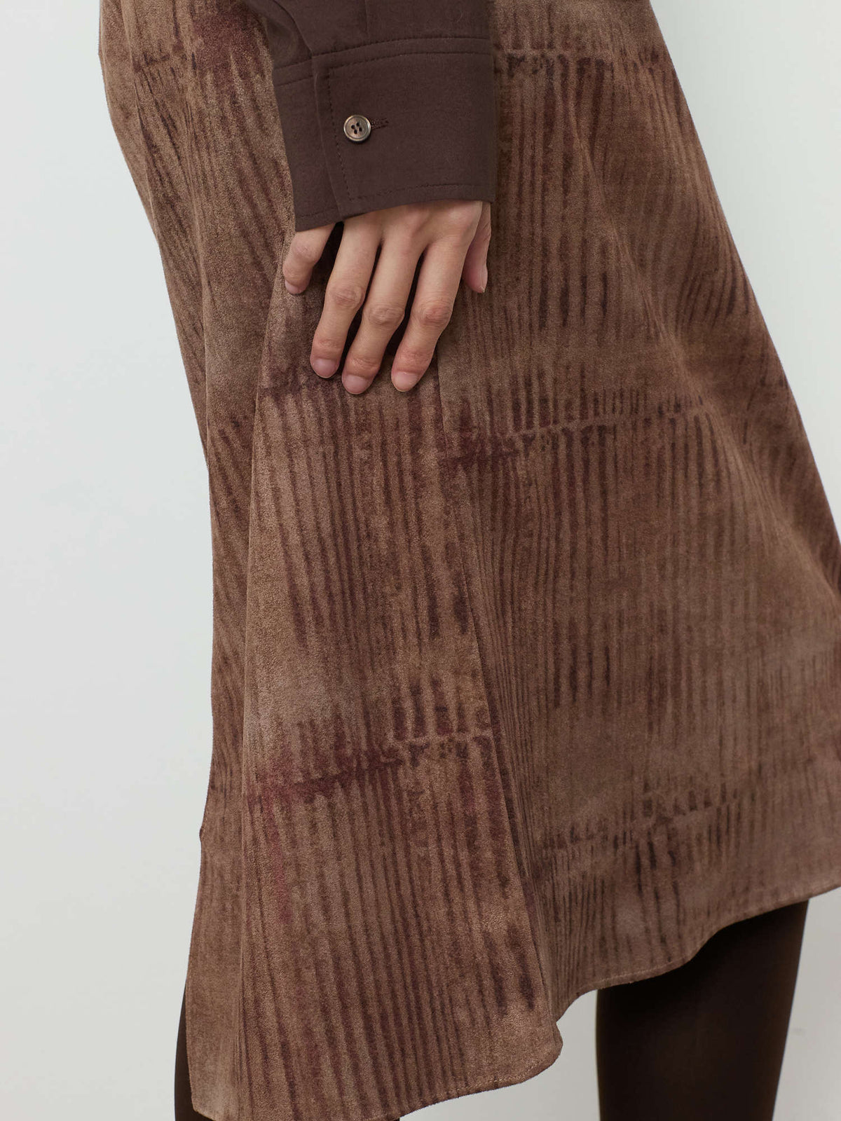 PRINTED SUEDE SKIRT [BEIGE] 6